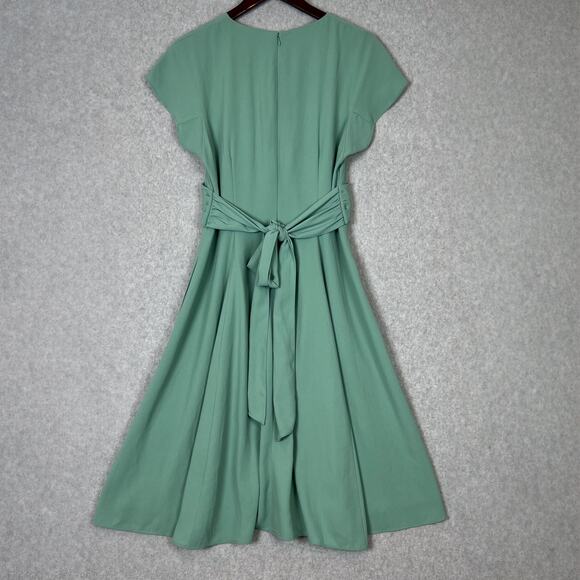 Gal Meets Glam Mint Green Seraphina Crisscross Bodice Midi Dress Size 12 Petite - Picture 5 of 11